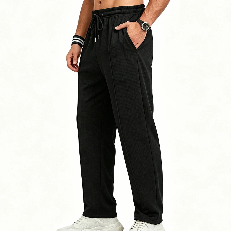 Herren-Jogginghose aus Waffelstrick mit geradem Bein, elastischem Bund und Seitentaschen – Detail 21