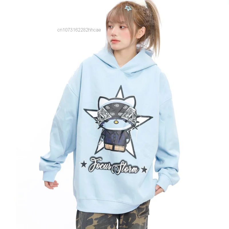 Sanrio Hello Kitty Yk2 Punk Graphic Hooded Streetwear Youngful Woman Clothes Goth Oversize Korean Stylish Harajuku 2000s Hoodie