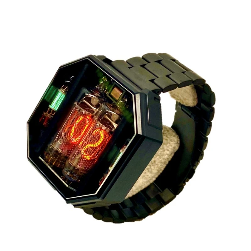 Punk Nixie Tube Watch Retro Wireless Charging Digital Watches Luxury Men Wristwatch Decoration Wrist Timepiece with USB Charger