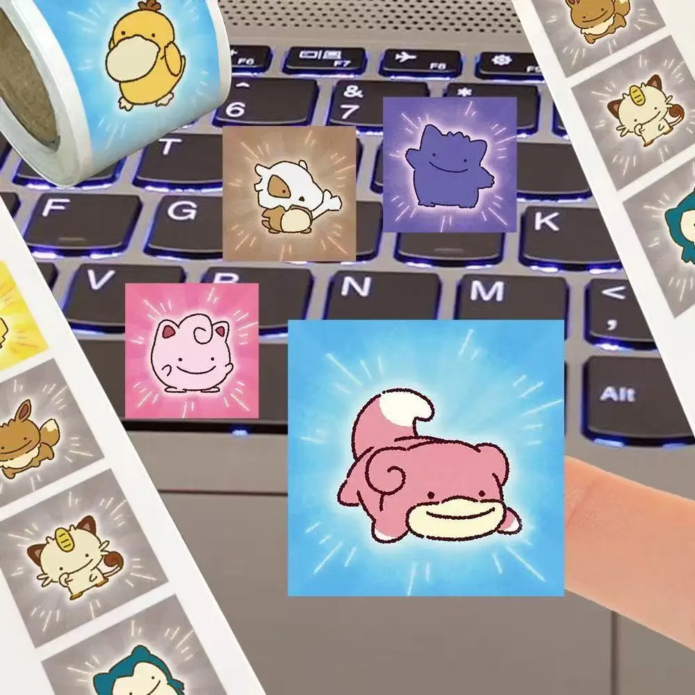 500 Stück/Rolle Pokemon Cartoon Quadratische Karten-Siegelaufkleber DIY PVC Laptop-Aufkleber Dekoration Belohnung Geschenk Spielzeug – Detail 6