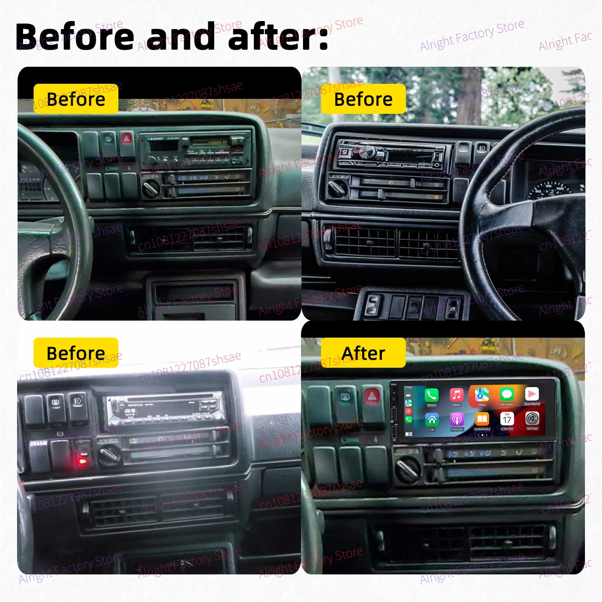 CarPlay Android Car Stereo 1 Din Head Unit for VW Volkswagen Golf Jetta 2 II MK2 1983-1992 Autoradio Navigation BT Multimedia
