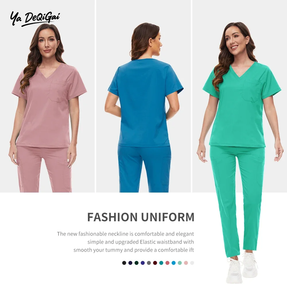 

Hot Sales Clinical Uniform Woman Unisex Medical Scrubs Spandex Stretch Scrub Doctor Surgical Gown Pet Clinic Veterinary Uniforms