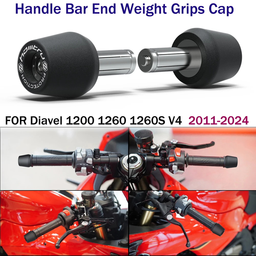 

For Ducati Diavel 1260 1260S 2022 / V4 1200 2011-2024 Motorcycle Handle Bar End Weight Grips Cap Handle Shock Absorber