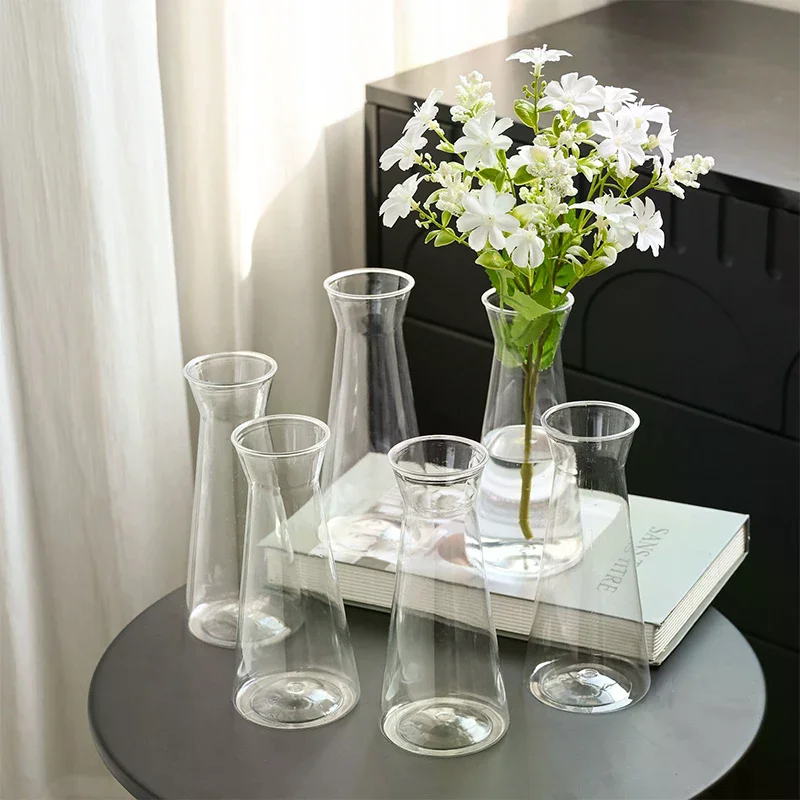 Striped Transparent Plastic Vase Large Bellied Flower Arrangement Vase Practical Home Table Decor For Festival Wedding Banquet