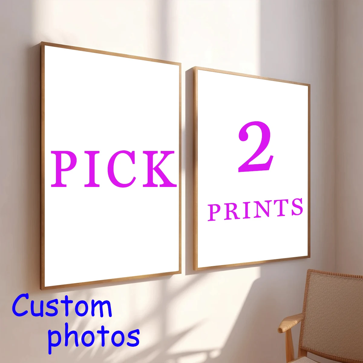 2 Stück/Set individueller Leinwanddruck, personalisiertes Foto, geeignet für Familienleben, Haustiere, Landschaft, Paar, Hochzeiten, Heimdekoration, Poster, Geschenke