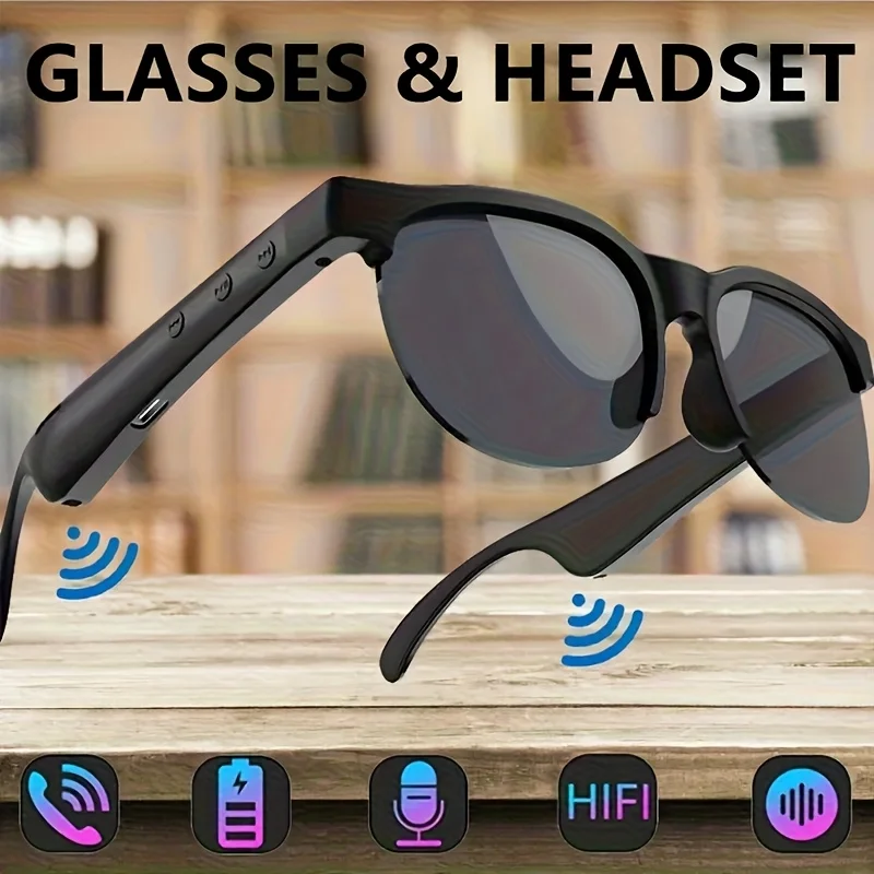 Smart Glasses Earphones With Audio And Voice Call Functionality For Outdoor Travel Convenience In Making Calls And Listening