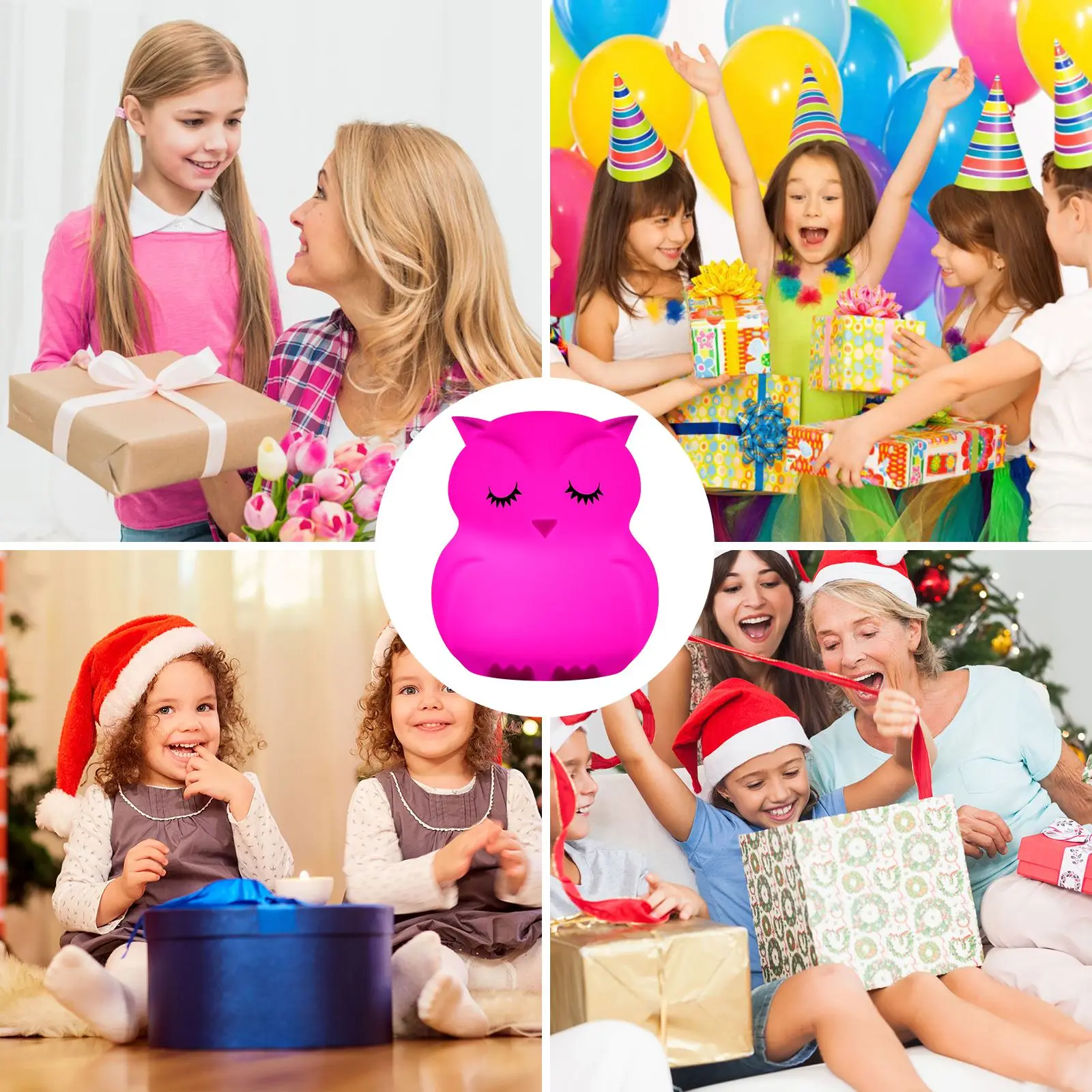 LED Night Light Remote Control Color Changing Silicone Lights Rechargeable Bedside Lamp For Children Baby Kid Christmas Decora