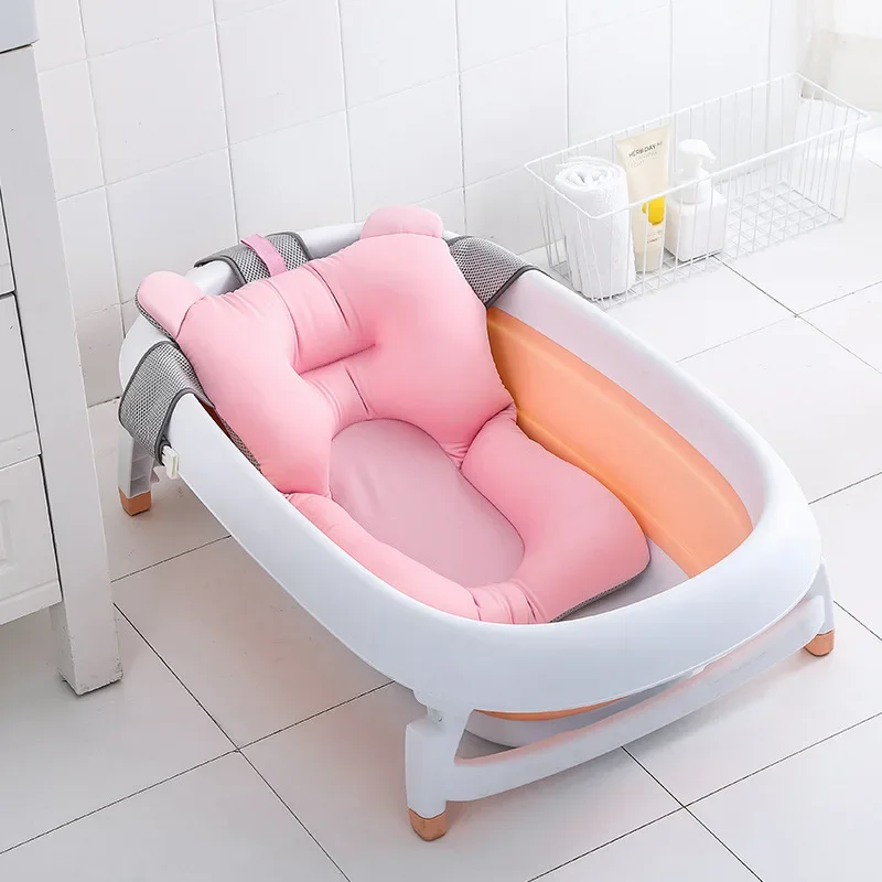 Recém-nascido Anti-Skid Bracket Bath Bed, Soft Baby Shower, Suprimentos para Banheira Infantil, Sentar e Mentir