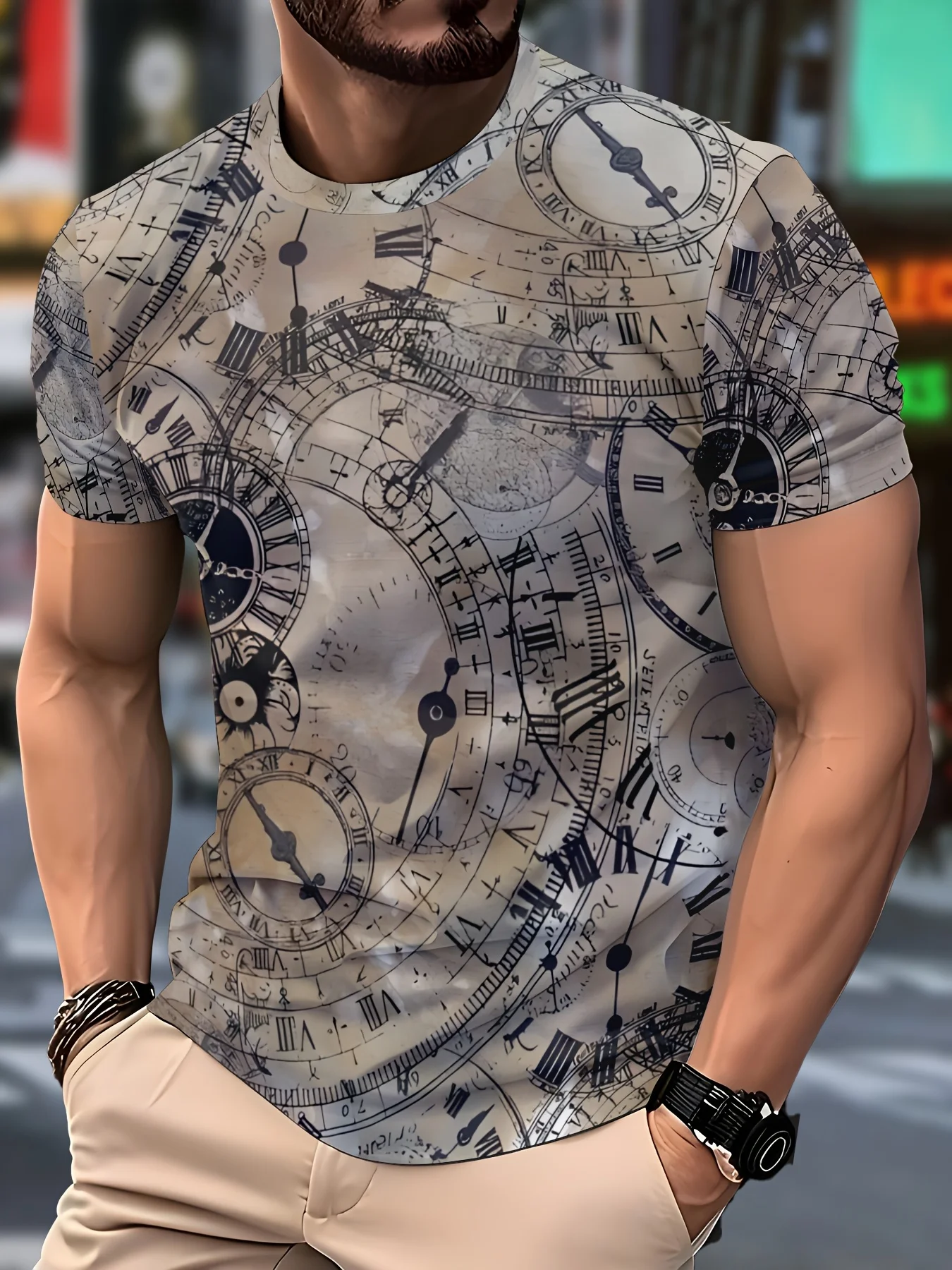 Fashion T Shirt Cool 3D Clock Printed Graphic Tee Tshirt For Men Casual Vintage Streetwear Baggy T-shirt Comfortable Top Male