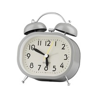 Metal Design Metal Alarm Clock Loud Ringtone Silent Operation Bedside Wake-up Clock Oval Twin Bell Mechanical Clock