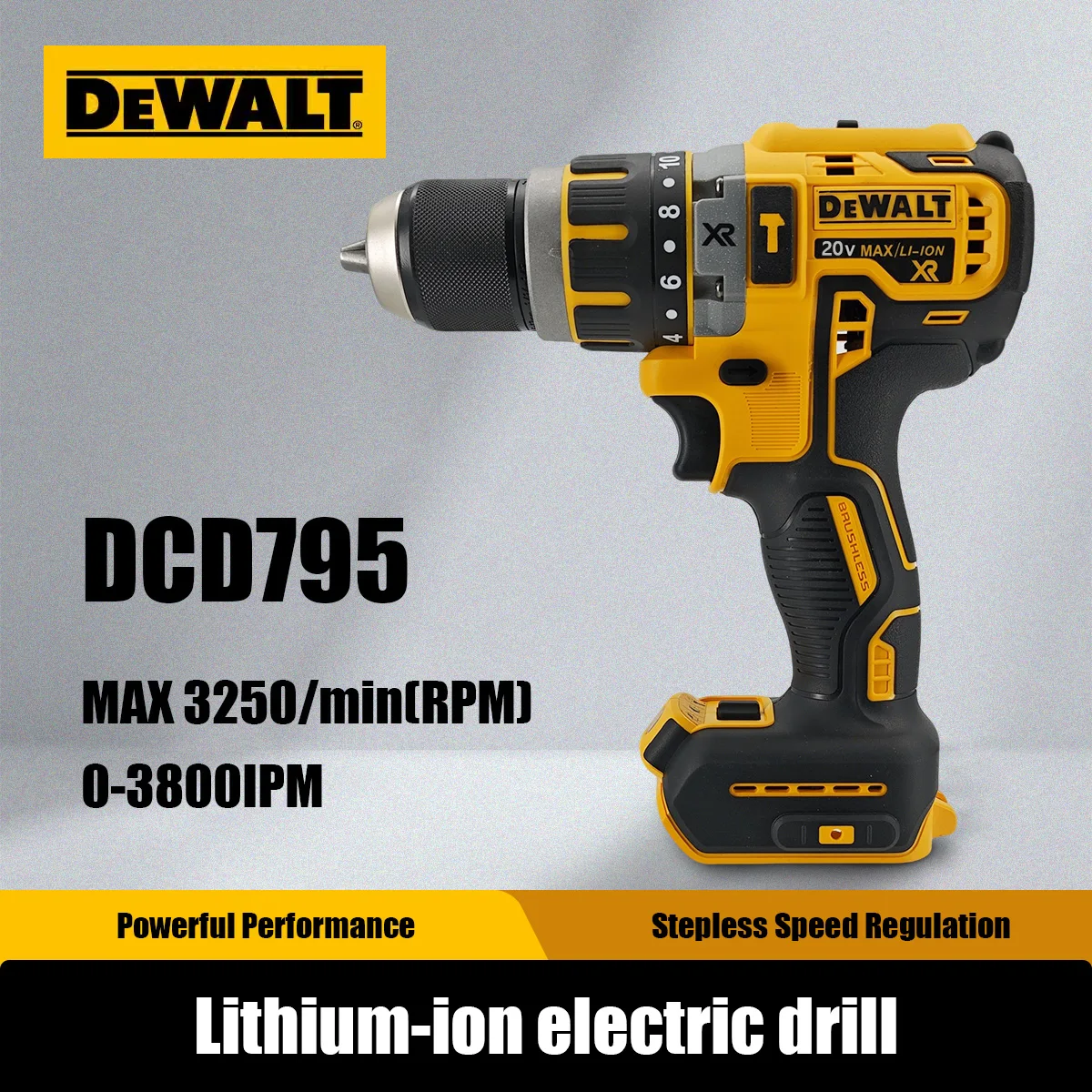 

Аккумуляторная дрель DEWALT DCD795, 2 скорости, бесступенчатая регулировка скорости, для мастерской, дома, DIY, сверления в дереве и металле, закручивания шурупов