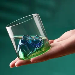 170ml 1/2/4/6/8pcs Whisky Glass Cup 3D Mountain Water Glacier Mug Vodka Wine Glasses Fuji Artwork Gift Whisky Bottle Drinkware