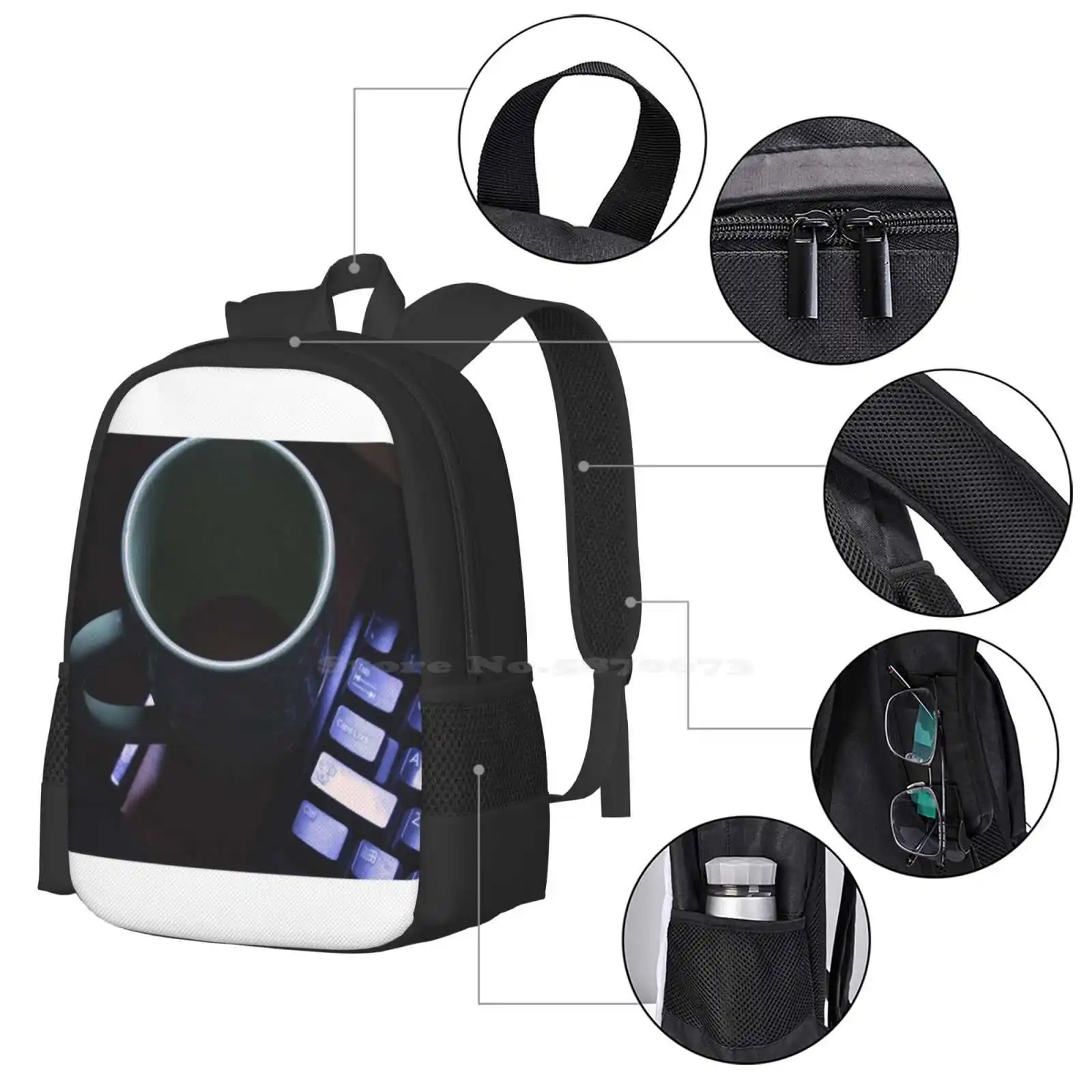 Forgotten Coffee Hot Sale Backpack Fashion Bags Desk Computer Third Stock Blue Joe Dark Keyboard Life Electronics Black Behind