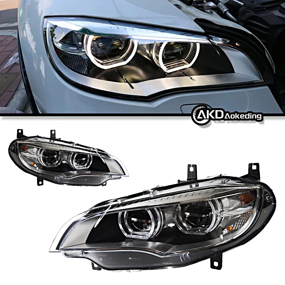 

Автозапчасти для BMW X6 E71, фары 2008-2014, последняя Стайлинг, светодиодные фары «ангельские глазки», DRL, проектор, автомобильные аксессуары, модифицированные