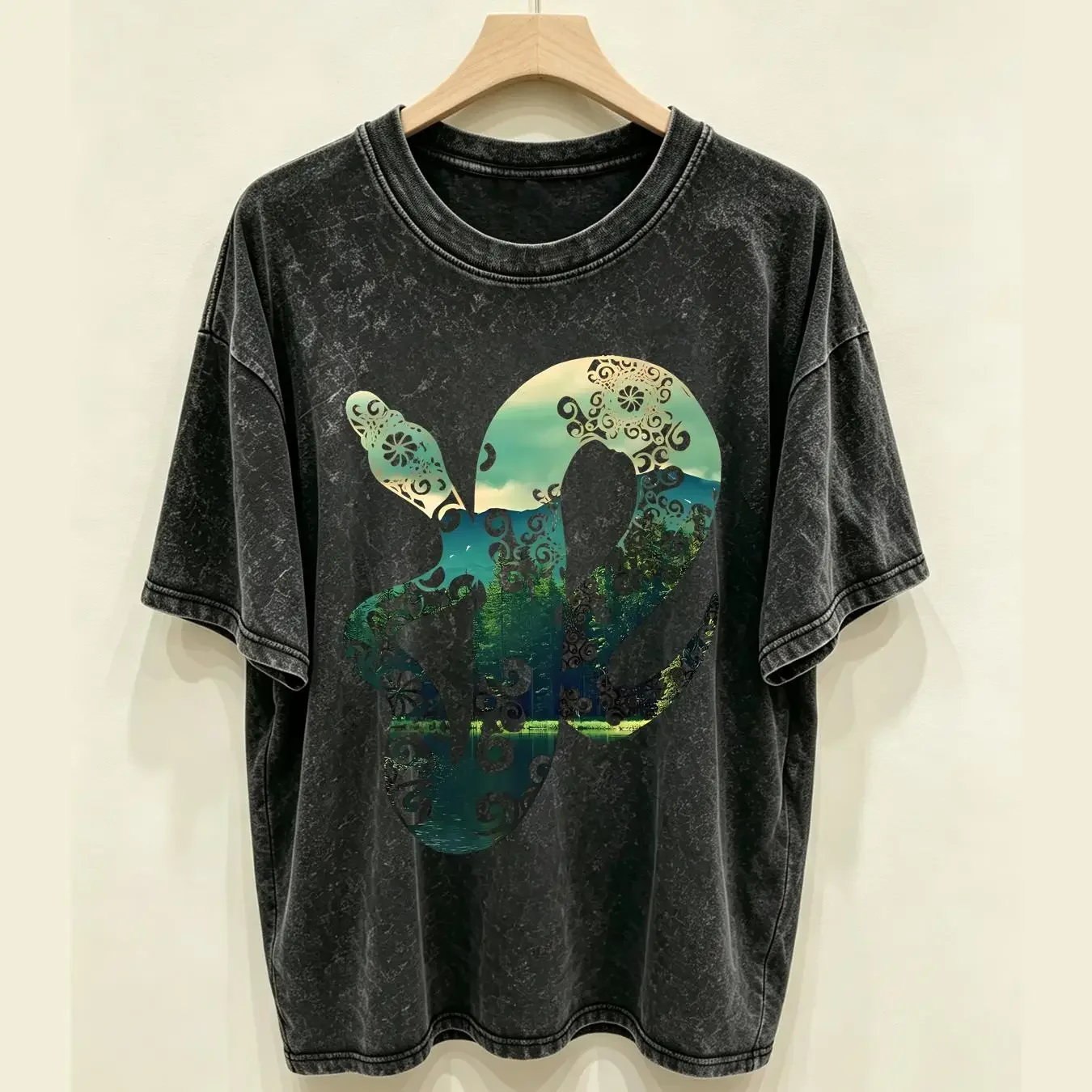 washed T Shirt Boho Ball Python Cool Forest  vintage Washed Breathable Soft graphic Stylish streetwear Slightly Stretched