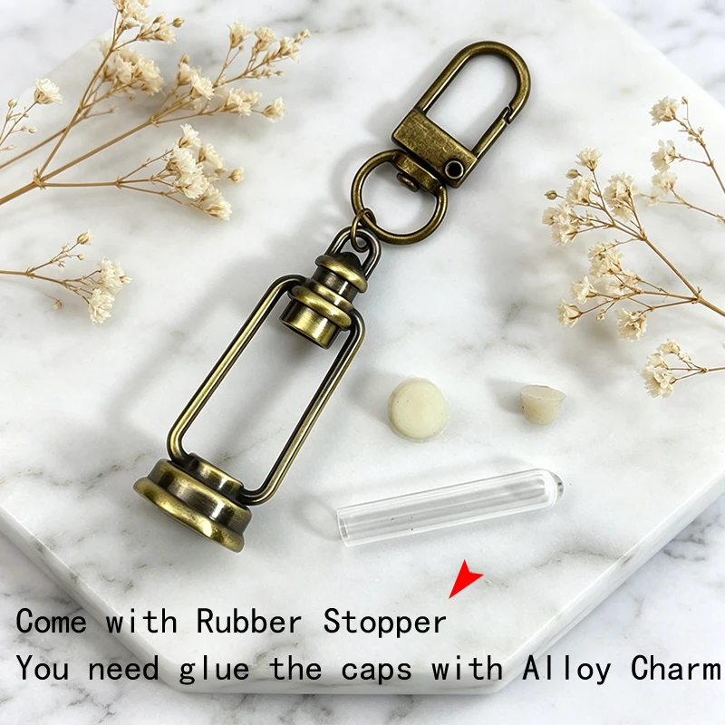 1PC clear Metal Locket Glass Cage Pendant for keychain Tube vial charm no filler name on rice art finding jewelry diy gift