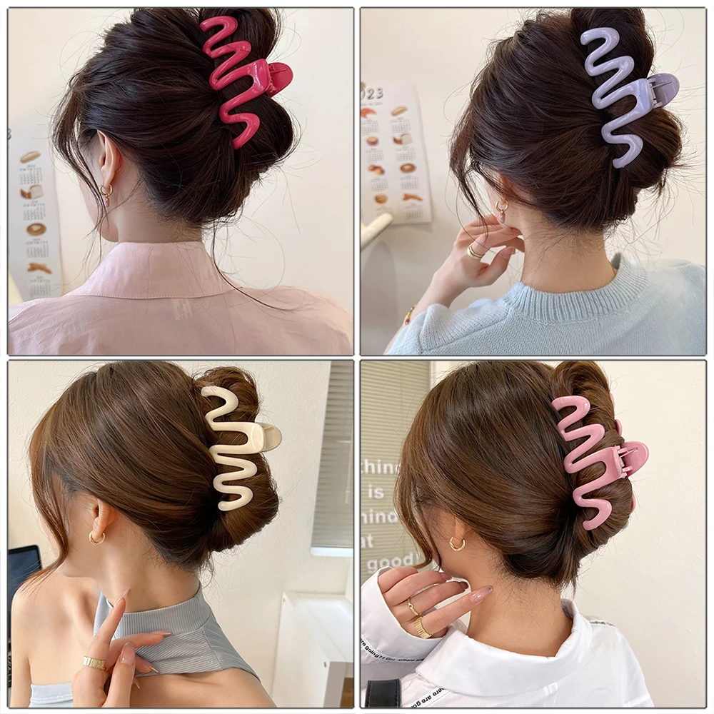 Large Wave Style Hair Pins Hair Clips Claw For Women Girls Fashion Design Korean Hairpin Sweet Simple Irregular Headwear