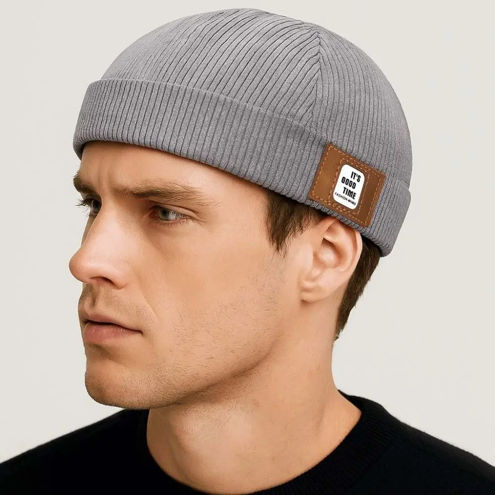 

Multipurpose Solid Color Vintage Docker Cap Round Adjustable Corduroy Brimless Hat Soft Comfortable Dome Melon Cap Men