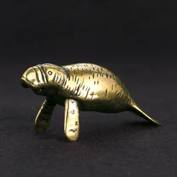 Brass Florida Manatee Decorative Figurines Vintage Home Decor Marine Animals Craft Souvenir Decoration of Study and Office Desk