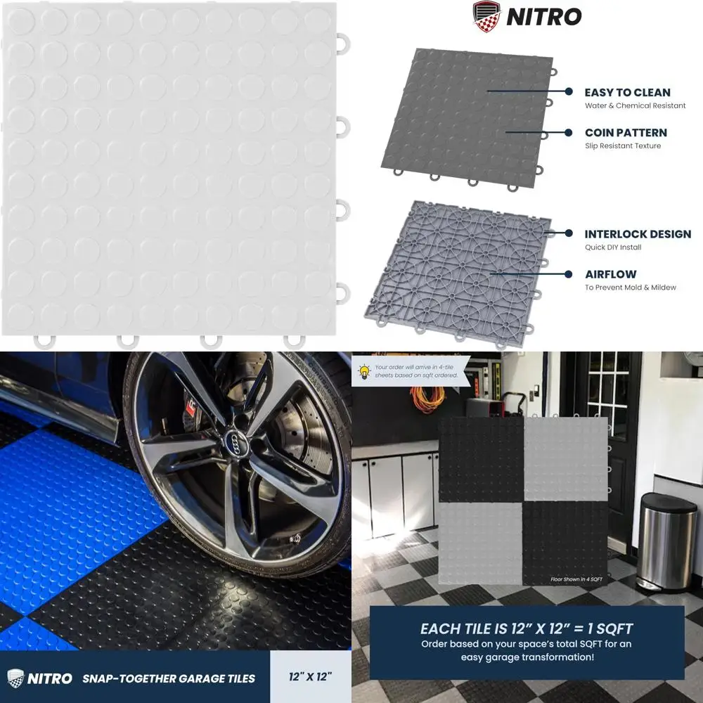 Non-Slip 12x12 Interlocking Plastic Garage Floor Tiles for Storage and Organization