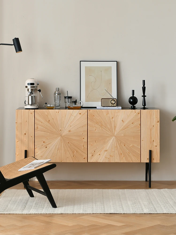 

Modern sideboard with vintage solid wood parquet