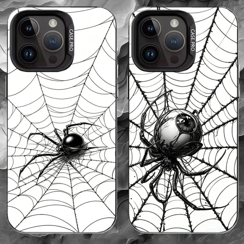 3D spider Phone Case For iPhone 17 16 15 14 13 12 11 Pro Max Plus Silver Matte Black Cover