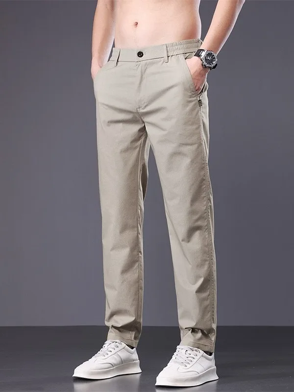 

Summer Ice Silk Thin Casual Pants Men's Loose Straight Korean Sle Qui Dry Khaki Color Versatile New 2025 Breathable Youth...