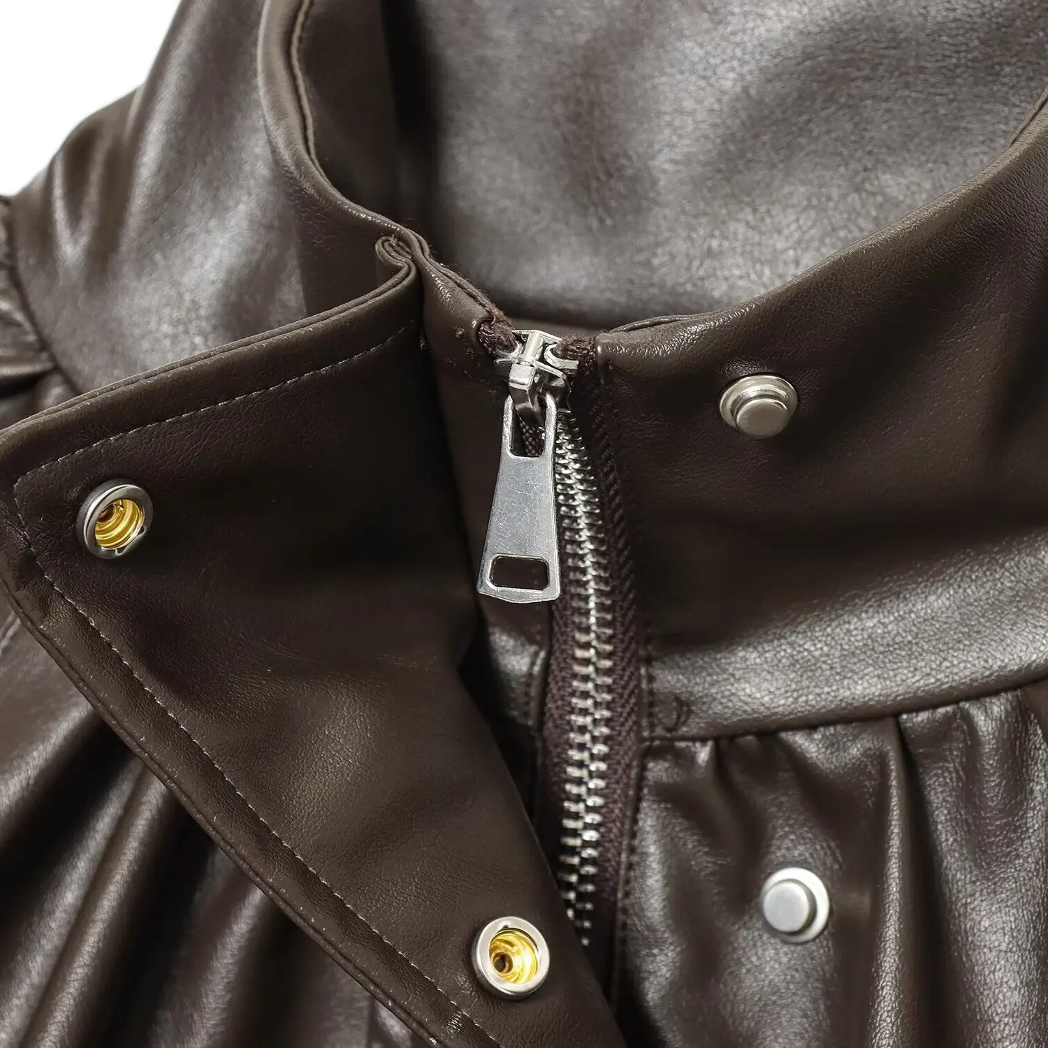 معطف Jaet ذو تأثير جلدي أنيق للنساء لخريف جديد من جلد البولي يوريثان ملابس خارجية متعددة الاستخدامات بسحاب للإغلاق... #4