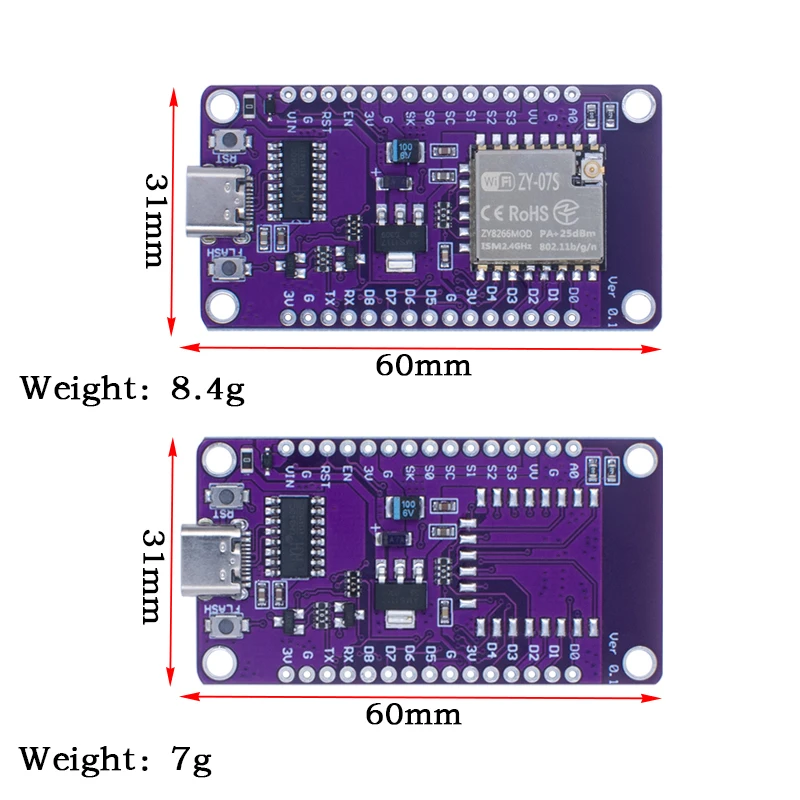 1PCS Type-c USB Nodemcu Lua ESP8266 Development Board Serial Wireless WiFi CH340 ESP-07/07S Module For Arduino