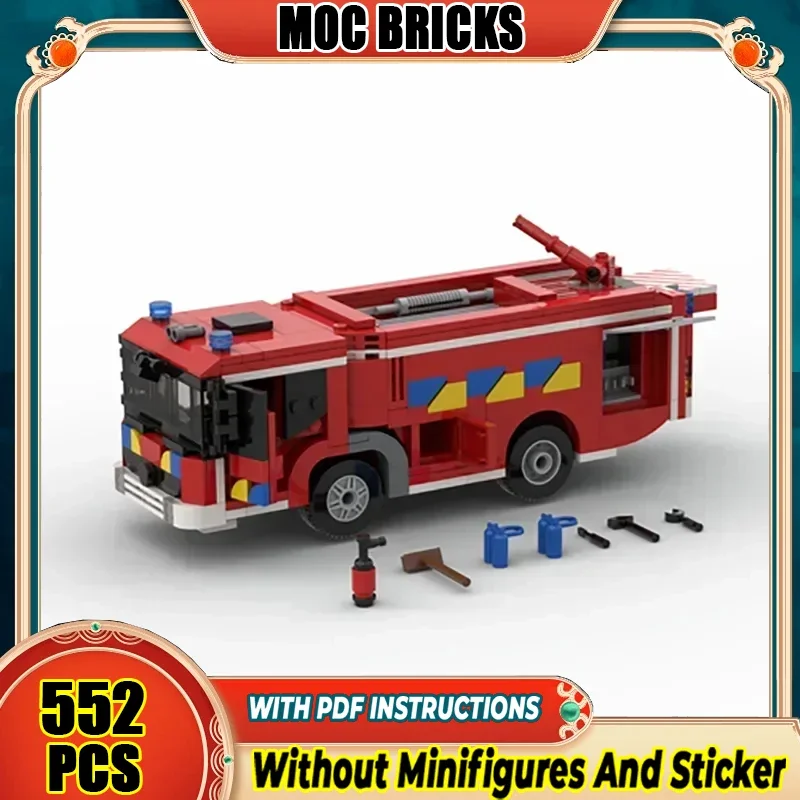 

Moc Building Block Car Series Belgian Fire Truck Water Tanker Model Technology Brick Brand-name Vehicle DIY Toy For Gift