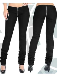 Womens Low Waist Zipper Open Crotch Denim Trousers Jeans Pencil Pants Tights Hot Sexy Leggings Collant Trousers Pantason Spodnie