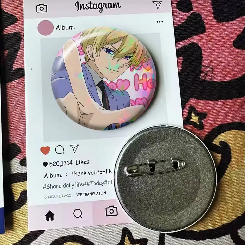 Ouran High School Host Club Anime Badge 25 32 44 58 75 mm Round Fans Collect Friends Gifts Brooch Souvenir