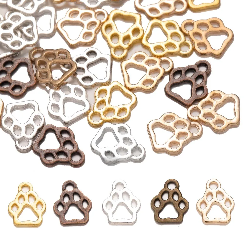 50 adet Köpek Paw Baskı Takılar Sevimli Kolye Küpe Bilezik Kolye DIY Takı Yapımı Bulguları Malzemeleri Aksesuarları Toptan