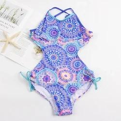 2 Colors Retro Style Teen Girls Swimwear Bandage Children Swimsuit Kids One Piece Swimsuits Summer Bathing Suit Monokini