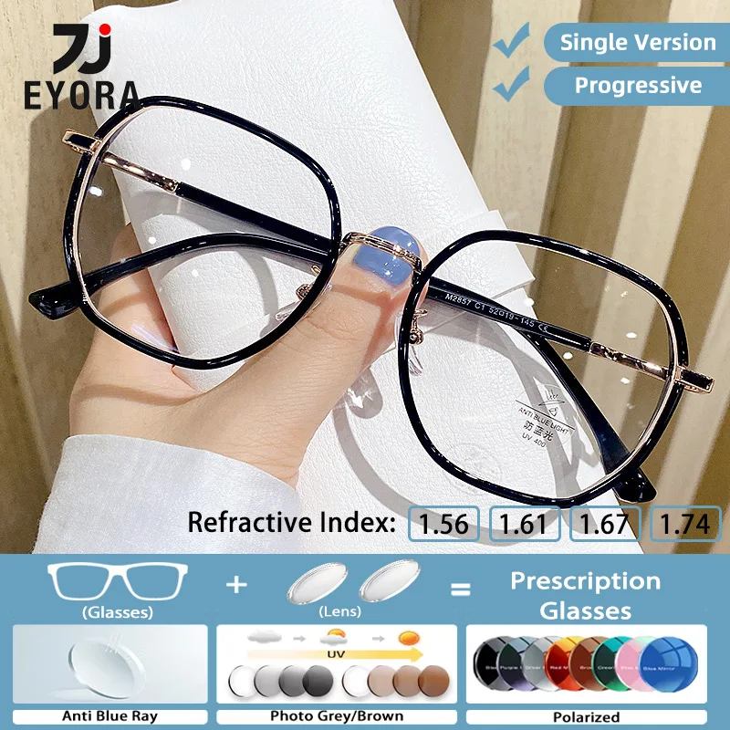 

EYORA Ultralight Skinny Face Reading Glasses for Women Myopia and Hyperopia Anti Blue Light Progressive Photochromic Glasses