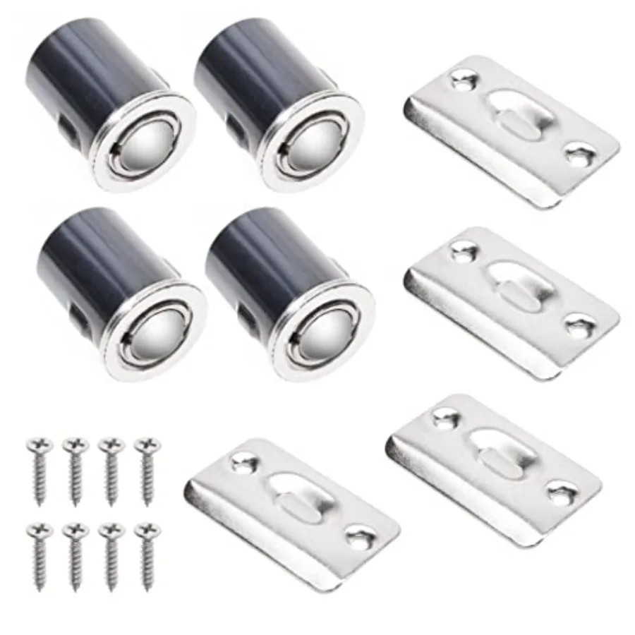 

Adjustable Door Ball Catch - Brushed Nickel Ball Bearing Hardware with Spring - Compatible with Most Doors - Closets, Kitchen,