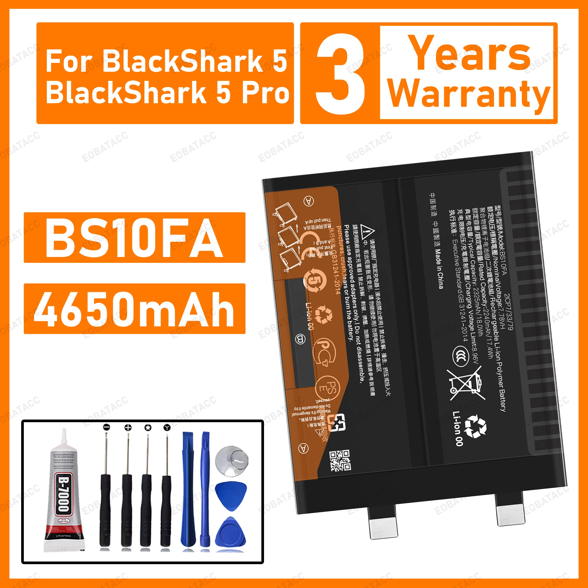

100% New Zero Cycle BS10FA Battery For Xiaomi Black Shark 5/Black Shark 5 Pro Batteries Bateria+Free tools