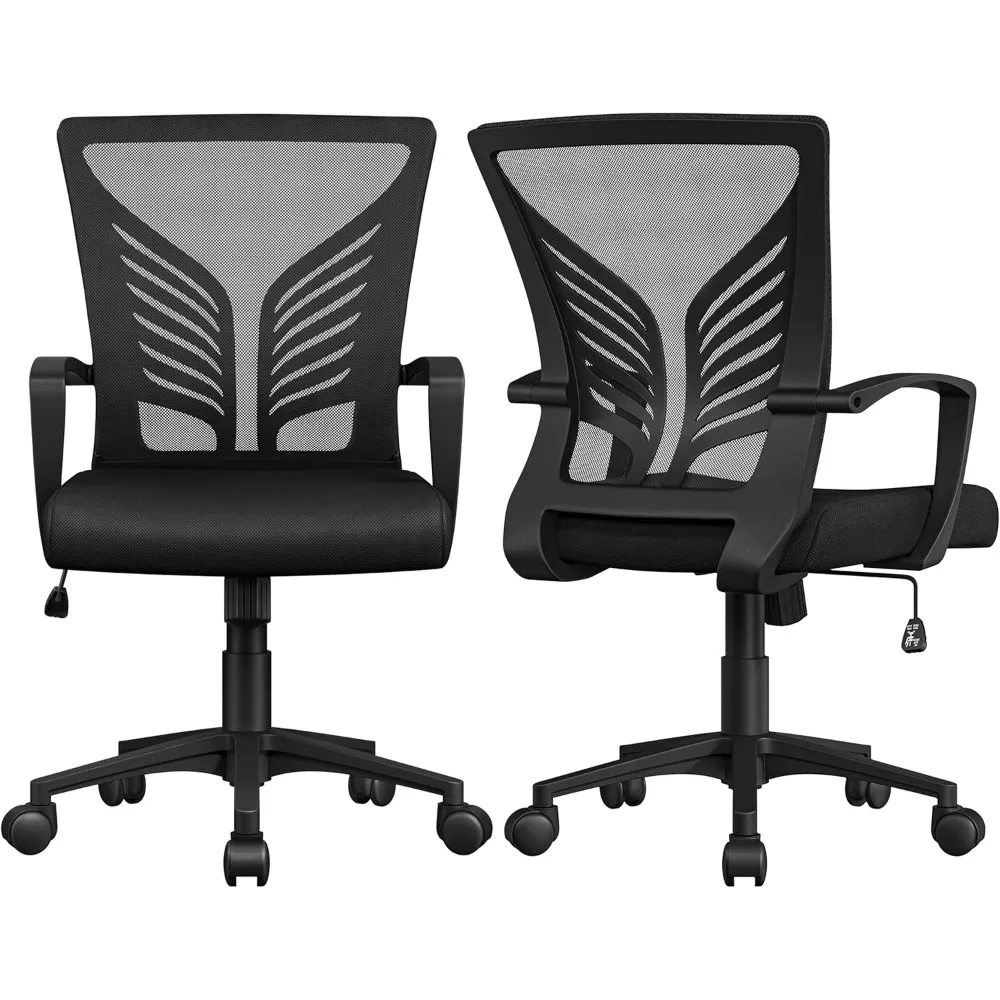

Mesh Office Chair Swivel Rolling, Adjustable Computer Desk Chairs Ergonomic Gaming Chair for Home Office/Work/Study (Black, 2pc