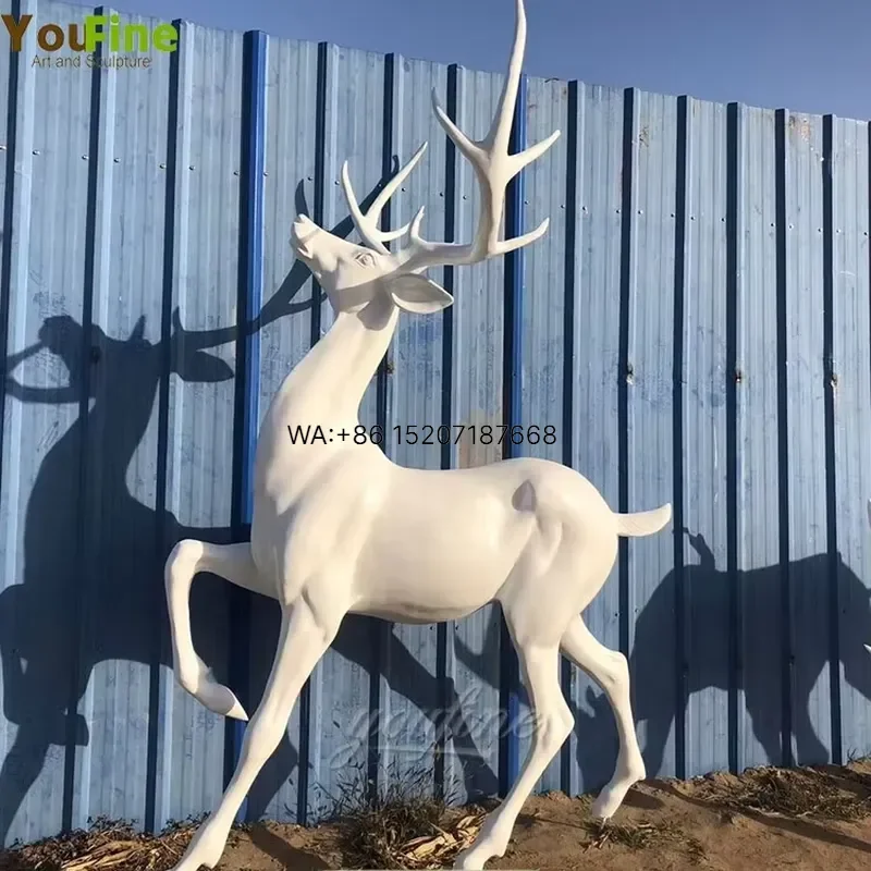 Wmwmnu Life Size Resin Deer Statue for Outdoor Garden Yard Lawn Decor Realistic Animal Sculpture Home Patio Landscape