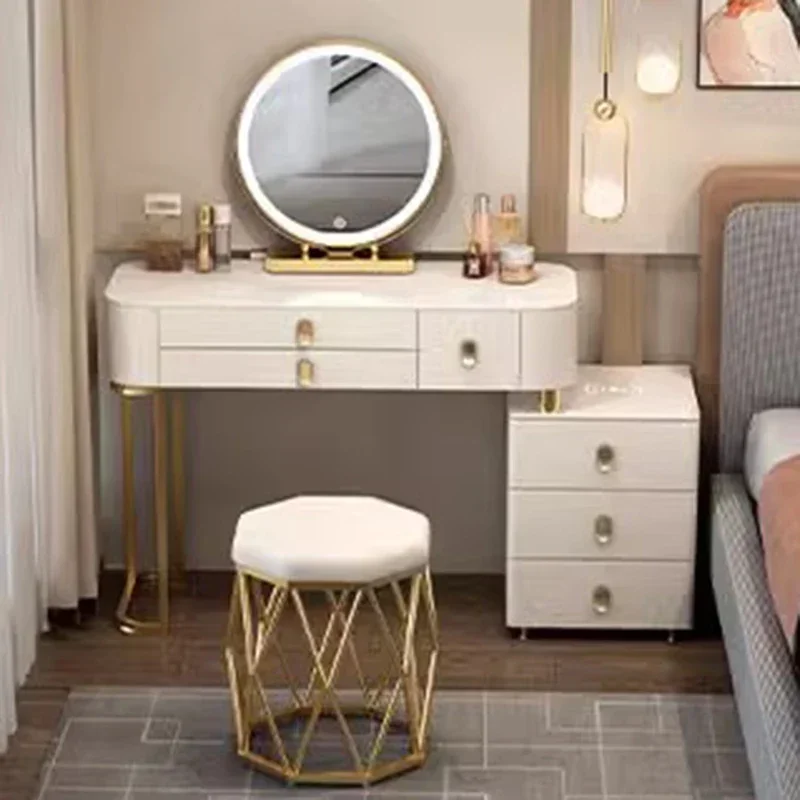 Corner Dressing Table Vanity Chair Modern Desk Mobile Dresser Organizer Lights Drawers Makeup Coiffeuse De Chambre Furniture