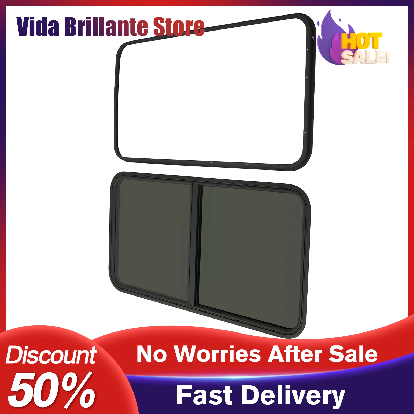 

RV Horizontal Sliding Window Direct Replacement UV Proof Waterproof Dustproof Quick Installation Round Corner Long Service Life