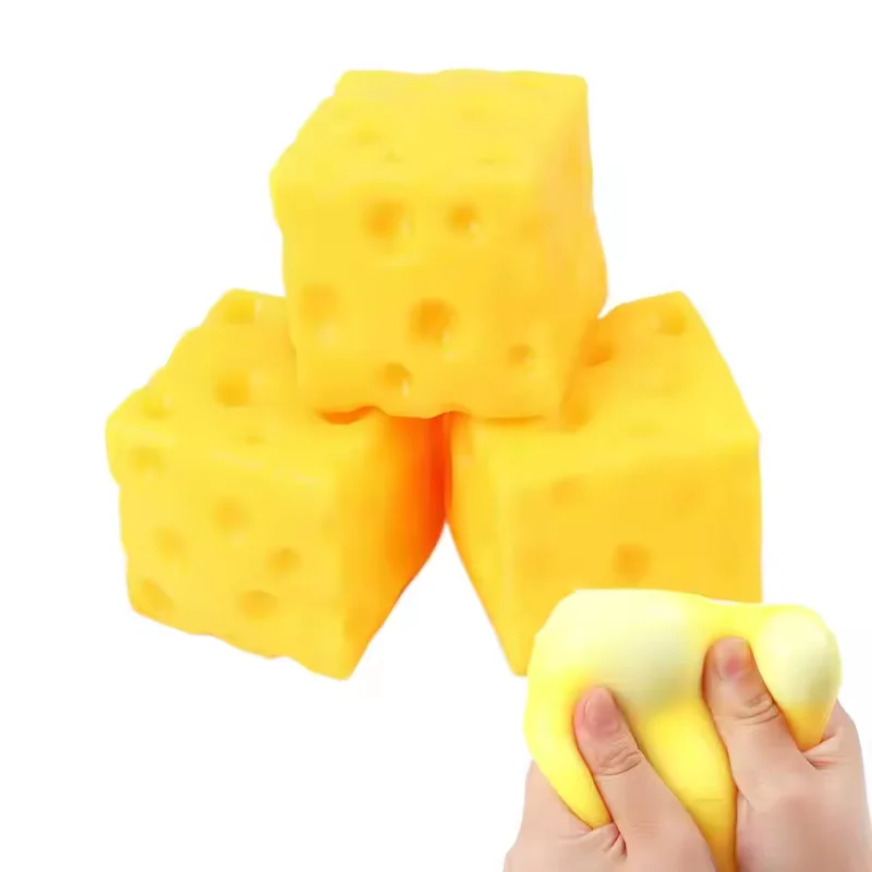 Juguetes creativos de queso cuadrado para apretar, de rebote lento, para aliviar el estrés, bolas sensoriales de queso antiestrés, juguetes sensoriales para niños y adultos