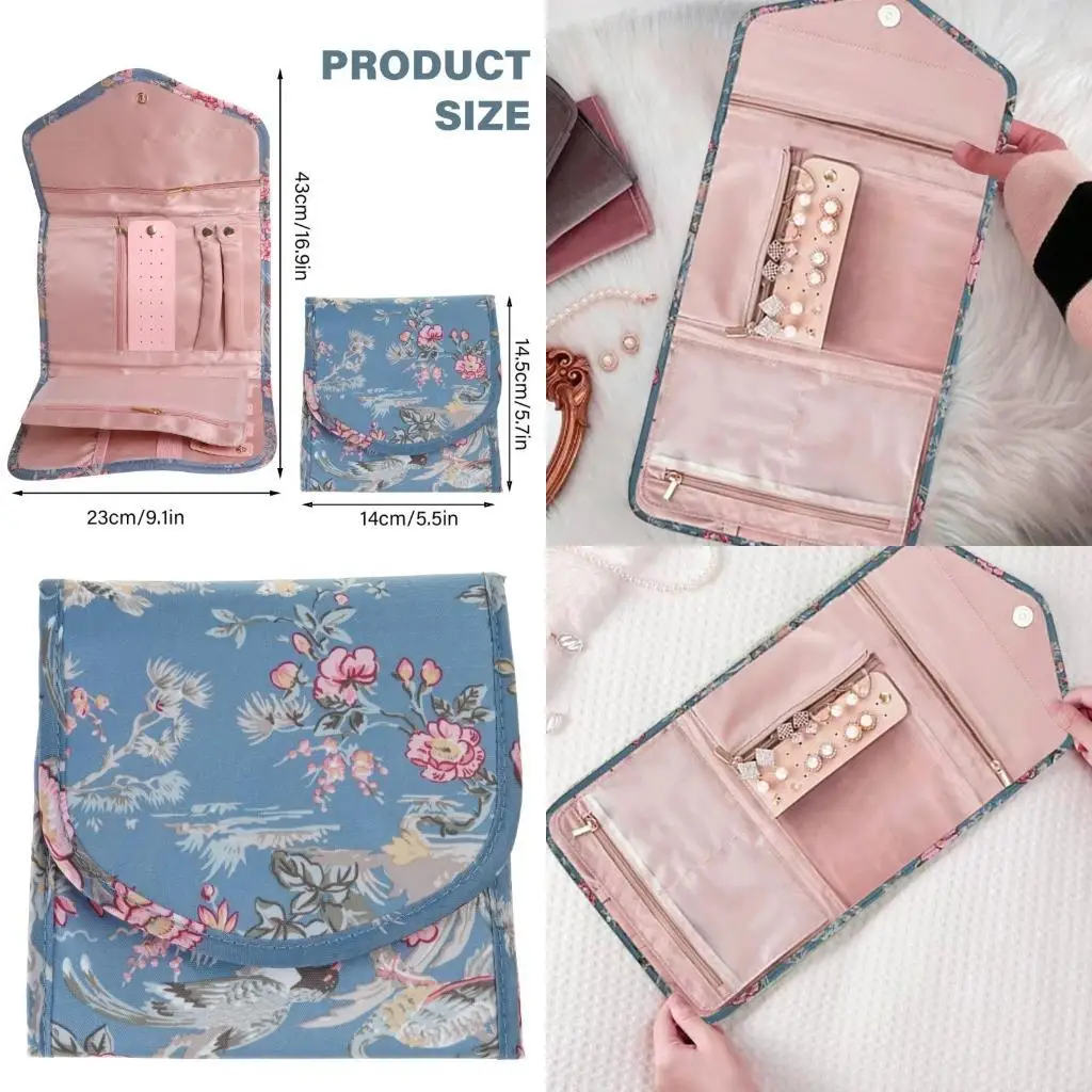 Polyester Jewelry Foldable Storage Bag for Rings Earrings Necklaces