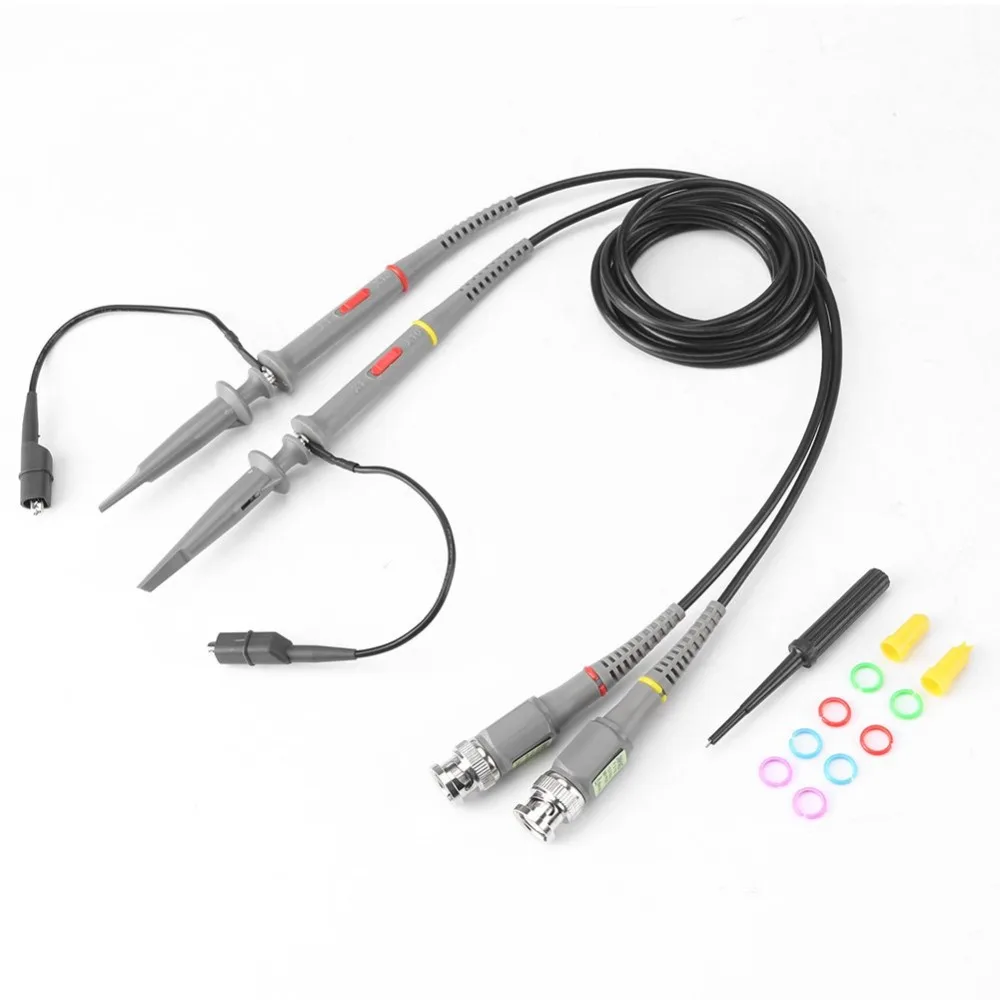 2PCS 100MHz Bandwidth Oscilloscope Probe 600V Maximum Input Voltage x1 x10 Attenuation BNC Probe BNC Male Connector