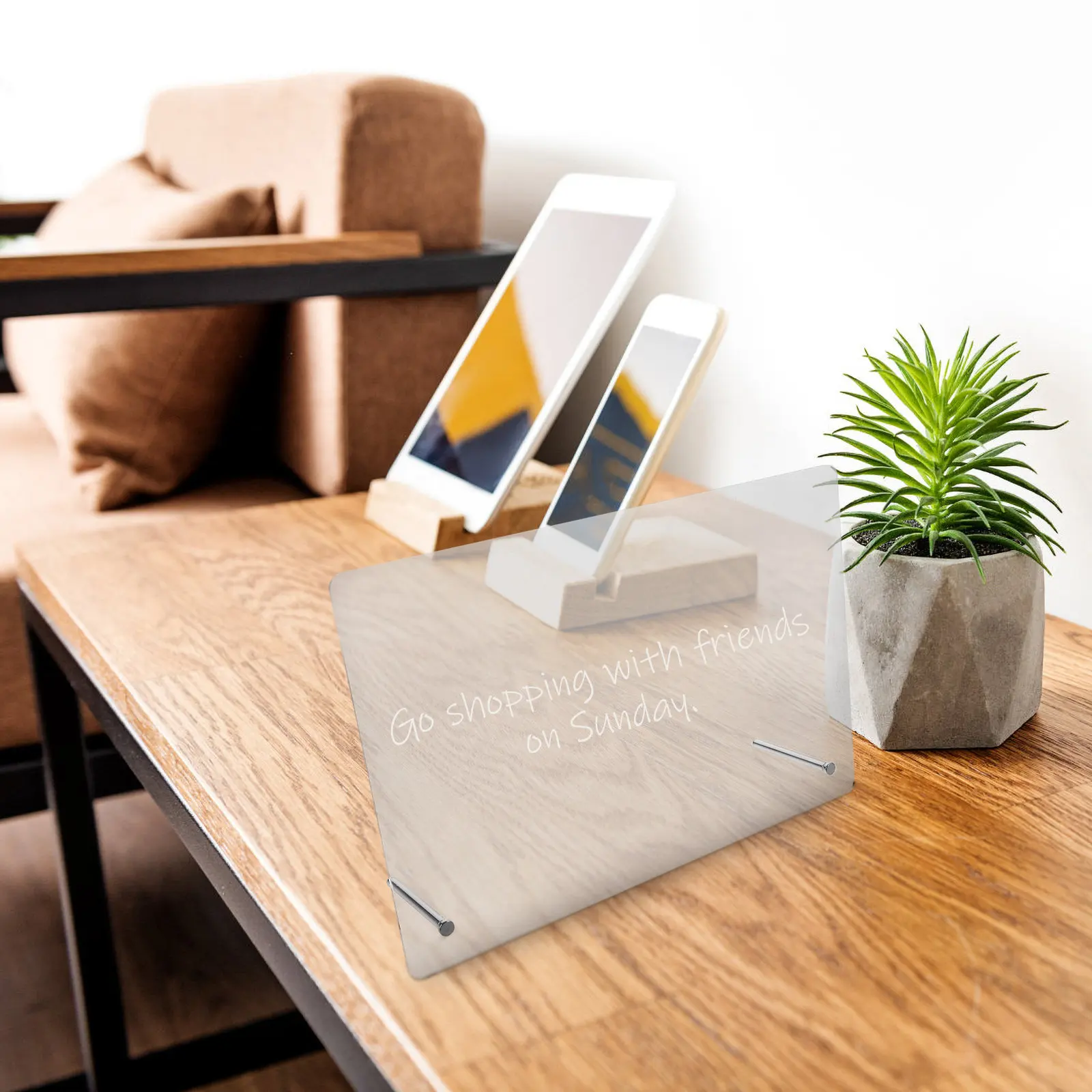 1Set Transparent Acrylic Memo Board Multi-Functional Clear Writable Message Board for Office Home School Desktop Use