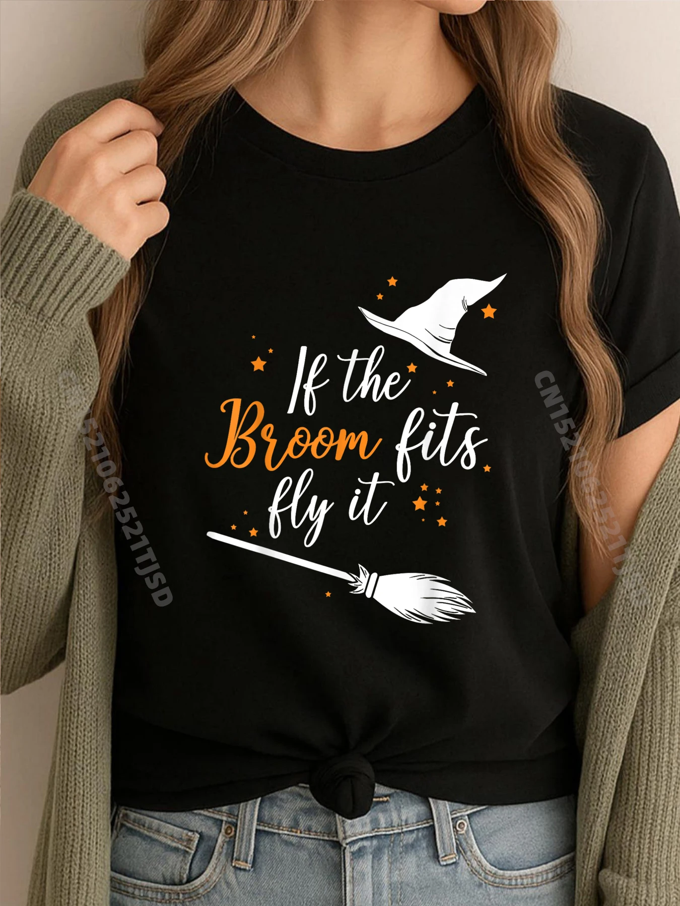 

Если метла подходит для летающих, рубашки на Хэллоуин, женские рубашки с графическим винтажным персонажем