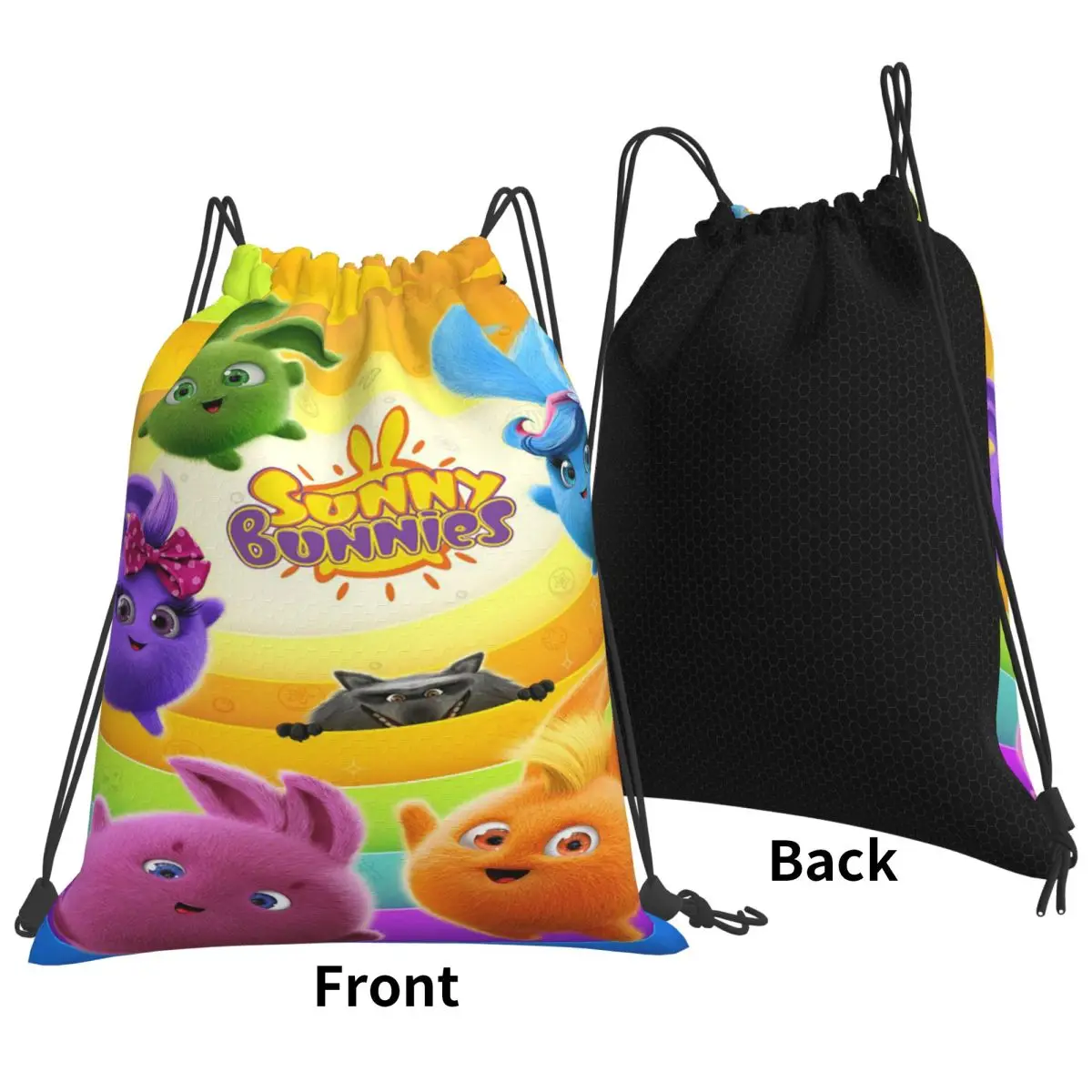 Sunny Bunnies Anime Cartoon Backpacks Fashion Drawstring Bundle Pocket Shoes Bag Book Bags for Travel School