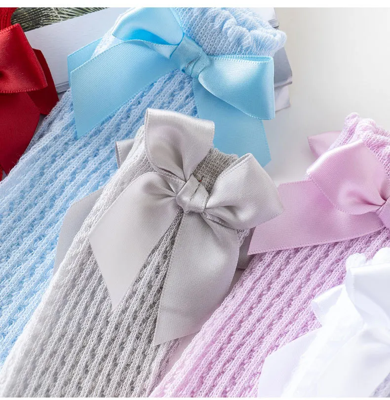 30pair/lot Baby Girl Kids Socks Spring Sumner Autumn Cotton Newborn Infant Toddler Knee High Bows Breathable Mesh Lace Socks