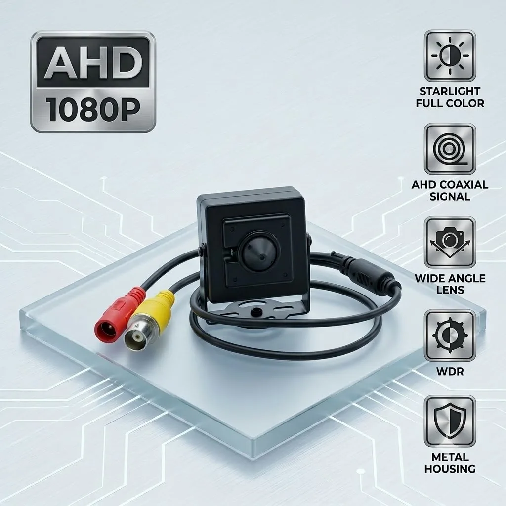 Mini Cone Metal AHD Camera 2MP 1080P HD 2000TVL 3.7mm Wide Angle Lens CCTV Video Surveillance Cam for Home Car Shop Office