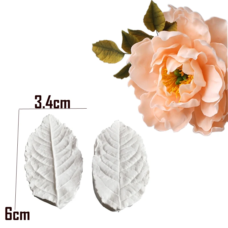 2pcs 3D Peony Leaf Silicone Molds Flowers Chocolate Wedding Cake Decorating Tools Baking Candy Petal Fondant Poured Sugar M2467